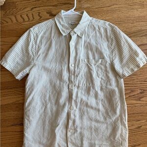 Madewell White Green Striped Button Down Shirt Size S